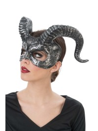 DEMI MASQUE CORNES ARGENT 38CM X 21CM X 18CM