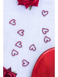 24 RED WOODEN HEARTS CONFETTI 2CM X 2CM X 0.1CM