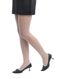 STRUMPFHOSE NETZ WEISS MIT STRASS Einheitsgröße