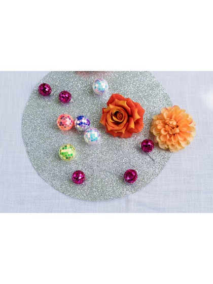 4 SETS DE TABLE SHIMMER ARGENT DIA 34CM