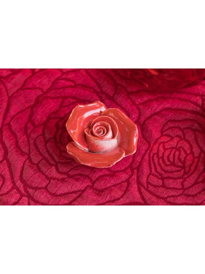 SET 2 ROSA KERAMIK ROT 4.5CM X 5CM X 2.5CM