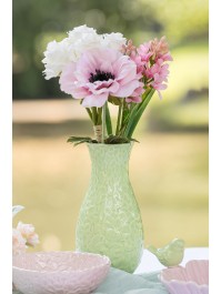 FAIRY POND EMBOSSED GREEN FLOWER CERAMIC VASE DIA 8.5CM X 18CM