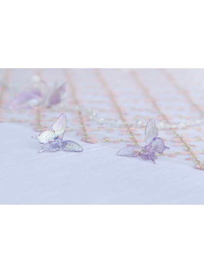 SET 10 PAPILLONS ACRYLIQUE IRISE PARME 4CM X 3.5CM X 1.3CM