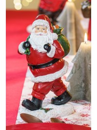 PERE NOEL RESINE AVEC CADEAUX DANS HOTTE VERTE 13CM X 11CM X 23.5CM