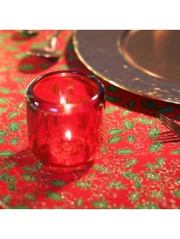 BOUGEOIR VERRE EPAIS SOA ROUGE DIA 8.5CM X 8.5CM