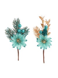 MINI BOUQUET SAPIN POINSETTIA TEAL 2 ASS ENV 7.5CM X 3CM X 16CM