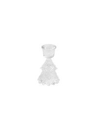 CLEAR GLASS XMAS TREE TAPER CANDLEHOLDER DIA 6.3CM X 10CM