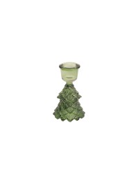 GREEN GLASS XMAS TREE TAPER CANDLEHOLDER DIA 6.3CM X 10CM
