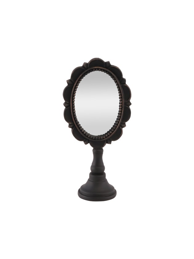 PETIT MIROIR RESINE A POSER NOIR 12.3CM X 7.3CM X 25.5CM