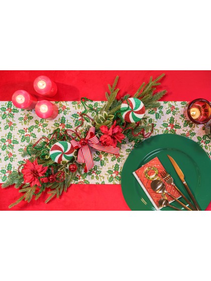 PEPPERMINT SWEET TABLE CENTER 69CM X 20CM X 10CM
