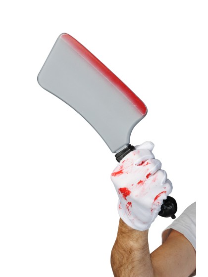 KILLER SET - 3 PCS APRON GLOVES KNIFE APRON: 62CM X 1CM X 84CM GLOVES: 9CM X 21CM KNIFE: 2.5CM X 2.5CM X 33CM