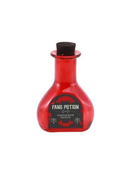 RED GLASS HEART BOTTLE FANG POTION 8CM X 4CM X 10.8CM