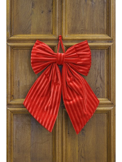 RED VELVET TEXTURED BOW 45CM X 4CM X 60CM