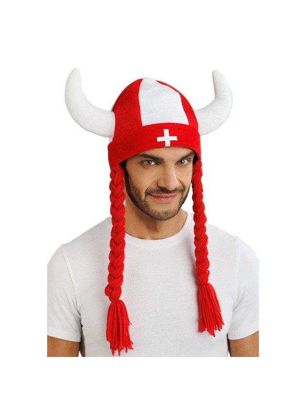 HELM STOFFE HÖRNER UND ZÖPFE FAN SUISSE 34CM X 4.5CM X 56CM