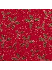 RED VELVET HOLLY TABLE RUNNER 28CM X 3M