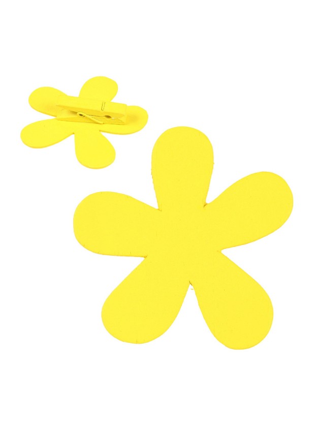 BOITE 12 FLEURS SUR PINCE  JAUNE 6CM