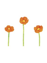 FLEUR SUR TIGE MOUSSE ORANGE  6,5X50CM