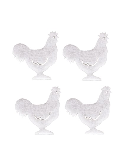 SACHET 12 COQS FEUTRINE BLANC 4CM