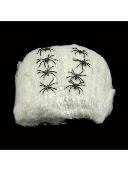 GRANDE TOILE D’ARAIGNEE BLANCHE + 12 ARAIGNEES NOIRES 125GR