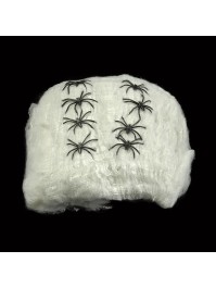 GRANDE TOILE D’ARAIGNEE BLANCHE + 12 ARAIGNEES NOIRES 125GR
