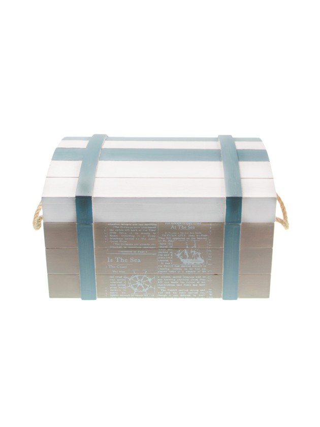 SET 3 COFFRES MARIN BOIS BLANCHI BLEU CIEL 30CM X 20CM X 17CM/ 22CM X 15CM X 11CM/ 15CM X 10CM X 9CM