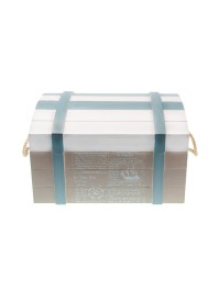 SET 3 COFFRES MARIN BOIS BLANCHI BLEU CIEL 30CM X 20CM X 17CM/ 22CM X 15CM X 11CM/ 15CM X 10CM X 9CM