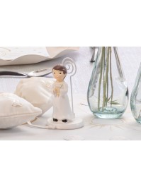 POLYRESIN COMMUNION BOY TABLE PLACE CARD HOLDER 5.5CM X 5.5CM X 10.5CM