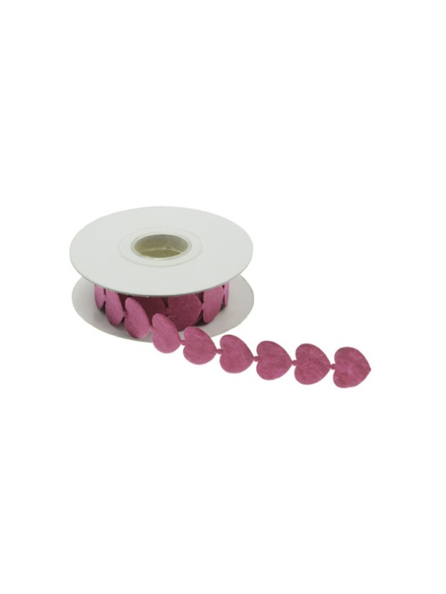 FELT RIBBON FUCHSIA HEARTS 200CMX2CM 
