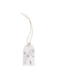 CARD OF 15 TAGS MUSIC RANGE WITH HOLE AND LINK 6CM X 3CM