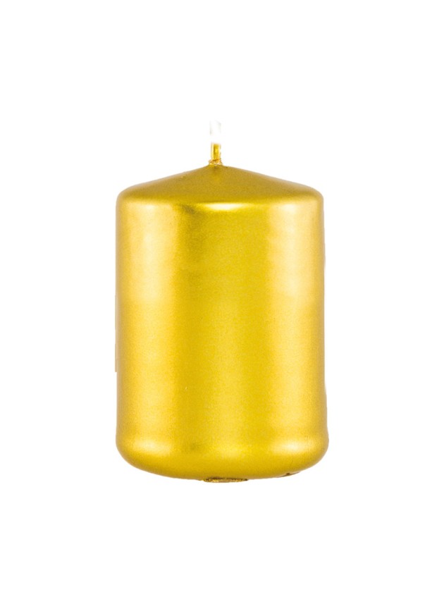 METALLIC GOLD PILLAR CANDLE 6CM X 10CM