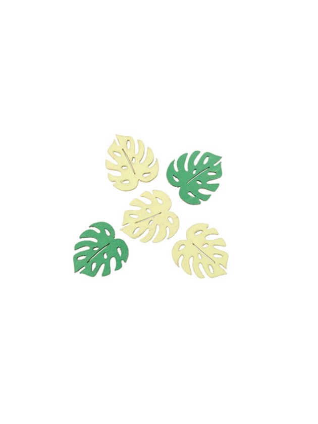 SET 18 BLÄTTER PALME HOLZ ZUM VERSTRAUEN 3CM X 2.6CM X 0.2CM