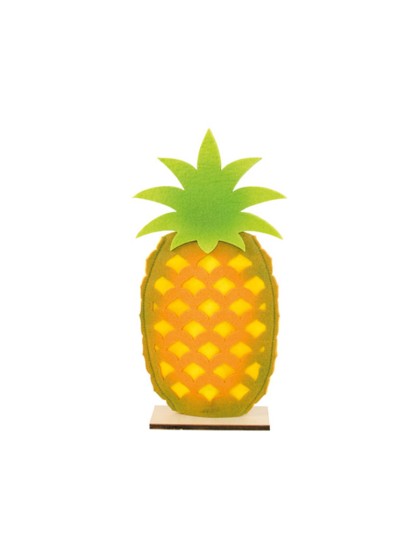 FELT ANANAS ON WOODEN BASE 17.5CM X 35CM