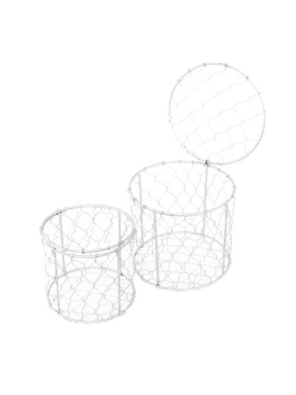 SET 2 DARK GREY METAL ROUND BASKETS DIA 13CM X 12CM / DIA 11CM X 10CM