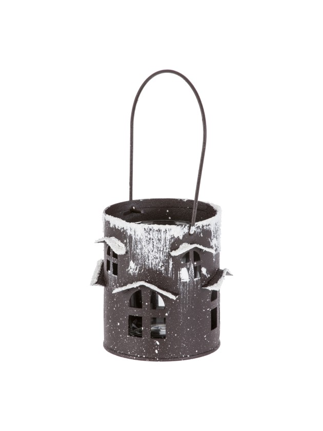 HANGING METAL AND GLASS CANDLE HOLDER  DIA 7CM X 8CM