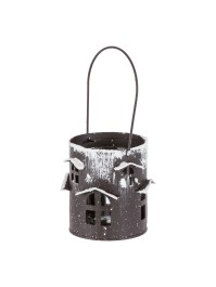 HANGING METAL AND GLASS CANDLE HOLDER  DIA 7CM X 8CM