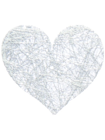 BEUTEL 100 HERZEN ROMANCE ZUM VERSTRAUEN SILBER METALL 4CM