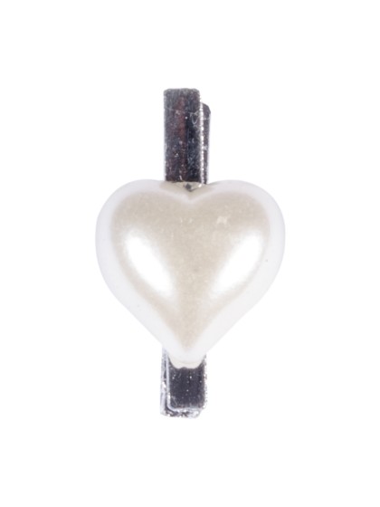 SET 6 COEURS BLANC NACRE SUR PINCE  2,5CM