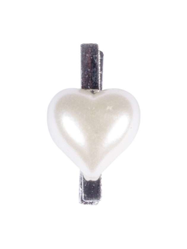 SET 6 COEURS BLANC NACRE SUR PINCE  2,5CM