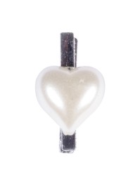 SET 6 HERZEN WEISS PERLMUTT AUF KLAMMER 2,5CM