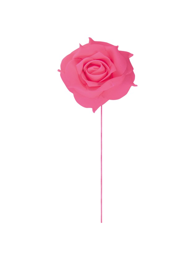 SET 2 ROSA FUCHSIA AUF STIEL DIA 10CM