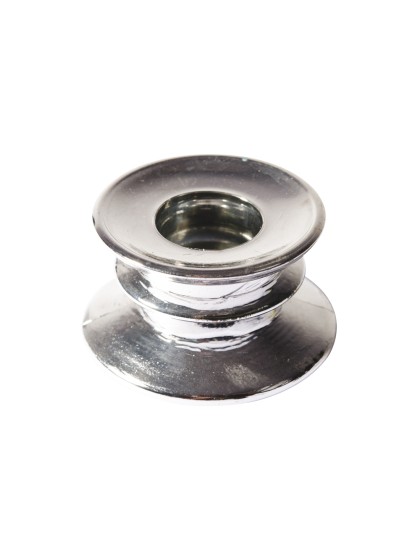 CHROMED SILVER GLASS CANDLE HOLDER DIA 6CM X 4CM