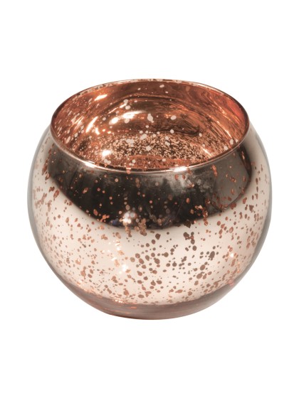 KERZENHALTER KUGEL GOLD ROSA METALL 10CM X 8CM