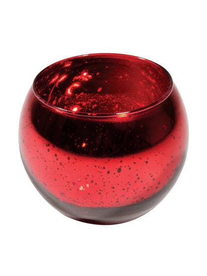 KERZENHALTER KUGEL ROT METALL 10CM X 8CM