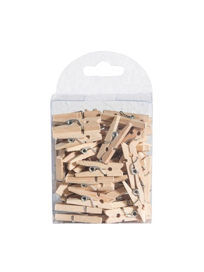 BOX 50 MINI KLAMMERN LEINENGE 2.5CM