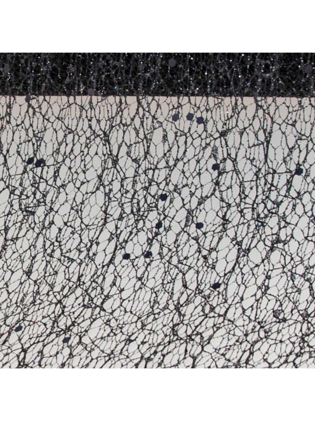 BLACK GLITTERED TABLE RIBBON 10CM X 5M