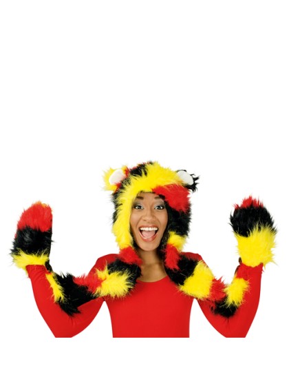 BONNET + CHAUFFE MAINS EN PELUCHE ALLEMAGNE TU