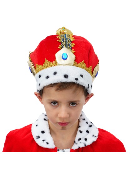 COURONNE EMPEREUR EN VELOURS ROUGE ET OR ENFANT TU