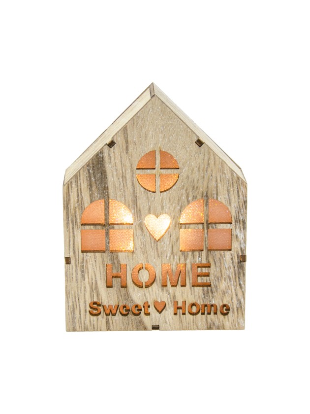 WOODEN HOUSE W/ LEDS 9CM X 3.5CM X 12CM