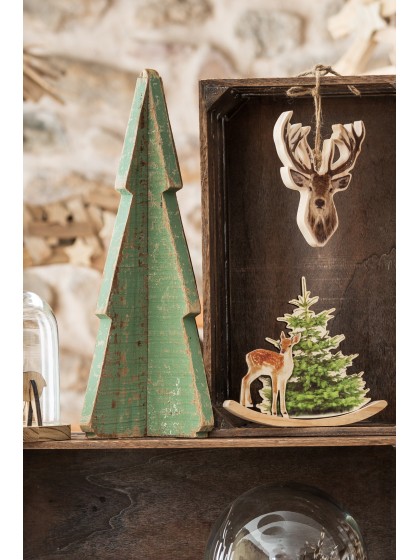 SAPIN 3D EFFET VIEILLI VERT 16CM X 16CM X 33.5CM