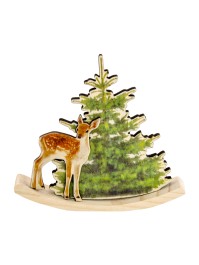 DECO BOIS SAPIN/FAON A BASCULE 15CM X 13.5CM X 2.5CM